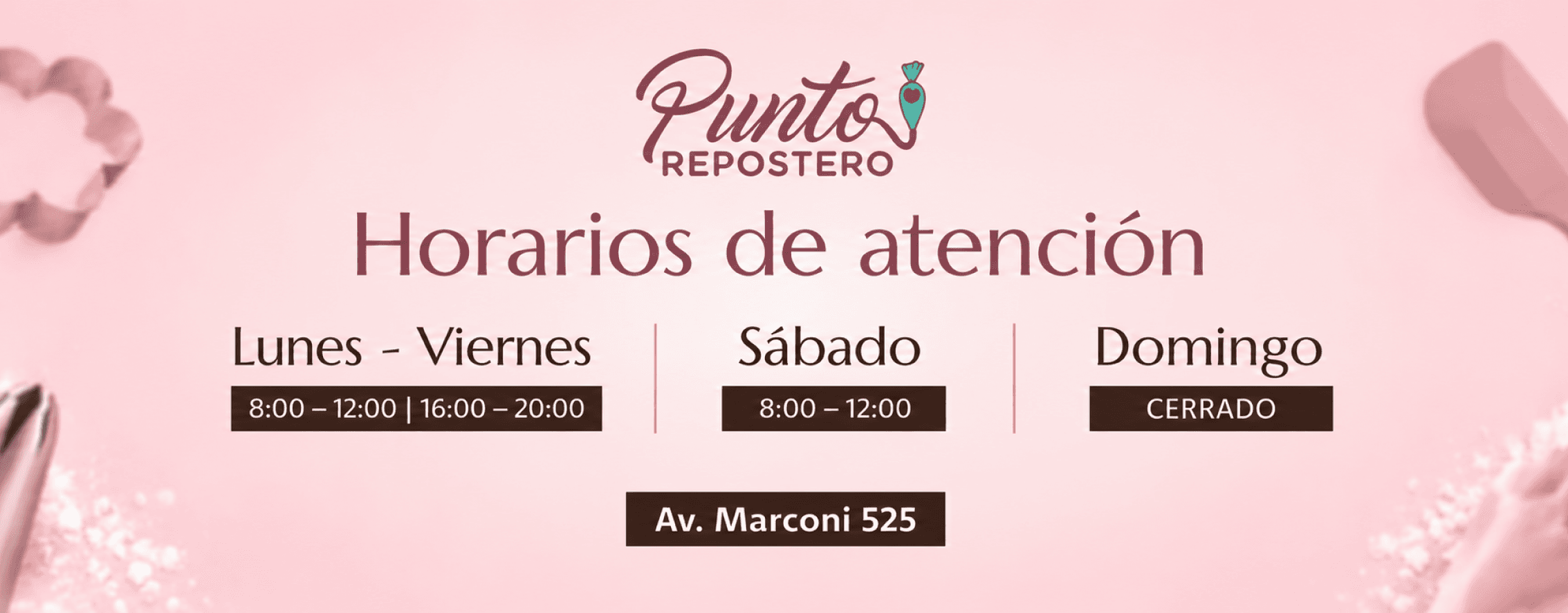 Horarios de atención en Av. Marconi 525: Lunes a Viernes de 8:00 a 12:00 y de 16:00 a 20:00, Sábados de 8:00 a 12:00